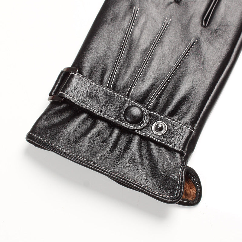 Thermal Touch Screen Genuine Leather Gloves for Men - marjan nyc inc