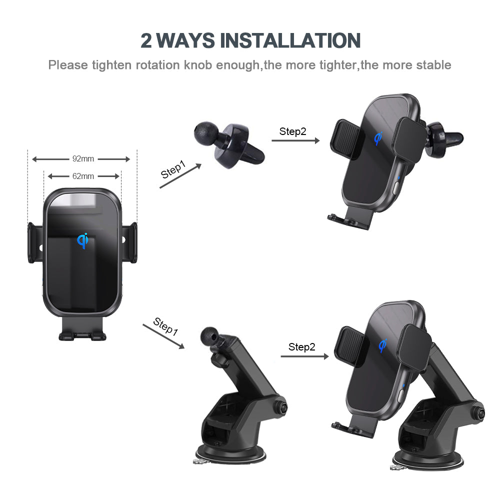 Automatic Induction Car Air Vent 15W Fast Qi Charging Wireless Car Charger