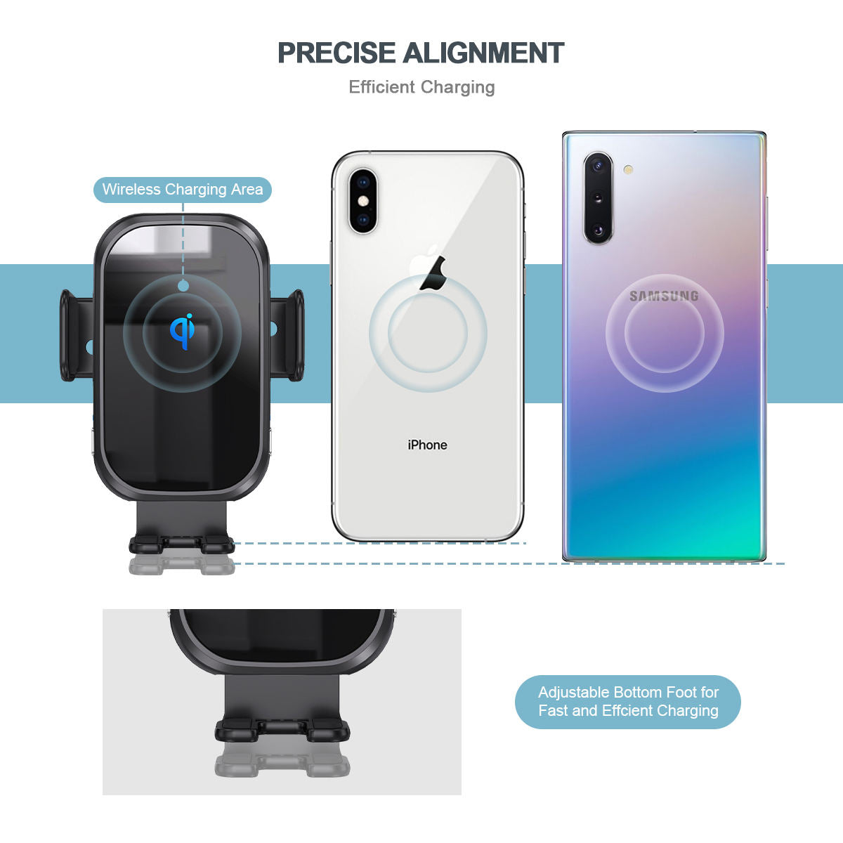 Automatic Induction Car Air Vent 15W Fast Qi Charging Wireless Car Charger