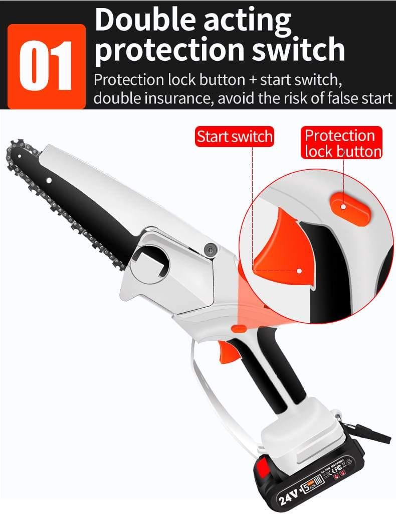 6in Removable Mini Pruning Electric Chainsaw With 24V Lithium Battery Woodworking Tools For Garden Power Tools Electric - marjan nyc inc