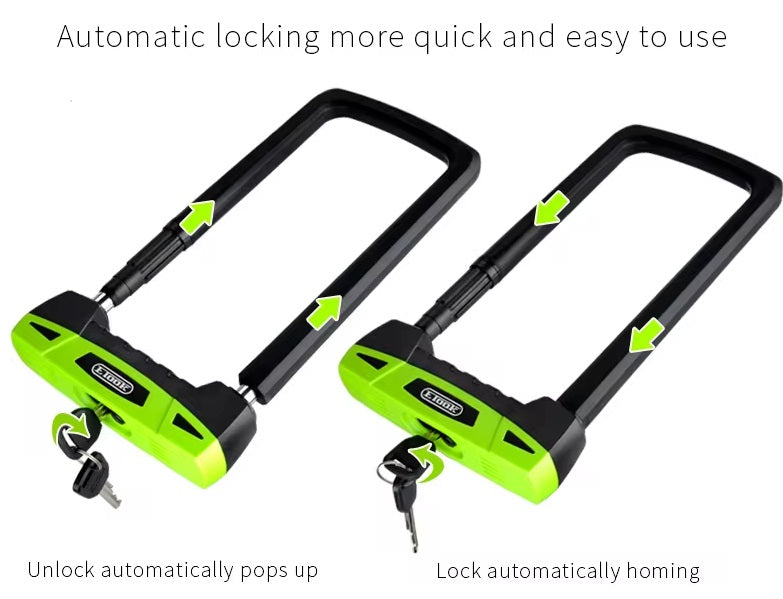 ETOOK Heavy Duty D-lock Bicycle U Shape Locks Strong Bike Scooter Lock