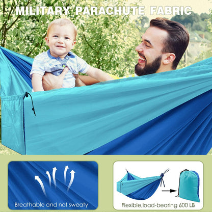 Lightweight Parachute Nylon portable Hammock with tree ropes and carabiner