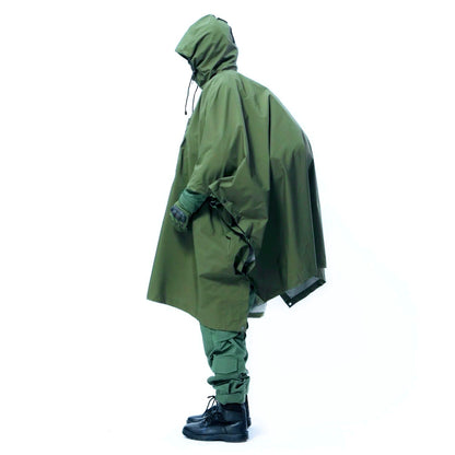 Military Poncho with Storage Pocket - 10,000mm Waterproof Nylon Shelter for Tactical & Survival