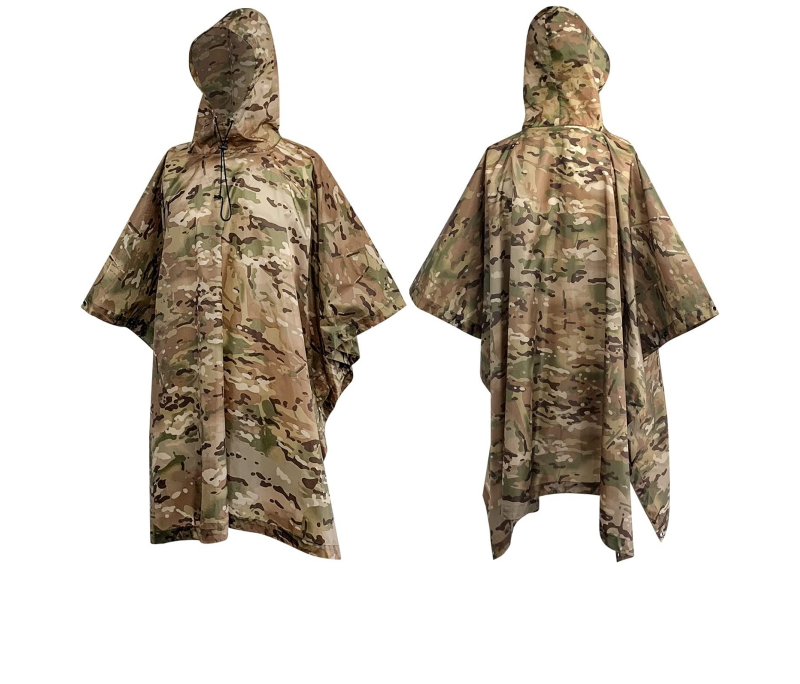 Waterproof Ripstop Rain Poncho with Hood & Storage Bag