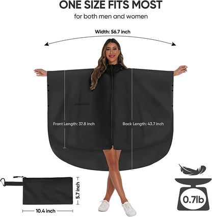 Waterproof Ripstop Rain Poncho with Hood & Storage Bag