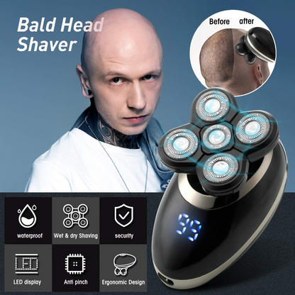 5 Shaving Heads, Hair Clippers, Rotary Hair Trimmer, Electric Razors, Shavers, and Face Massager for Men and Women