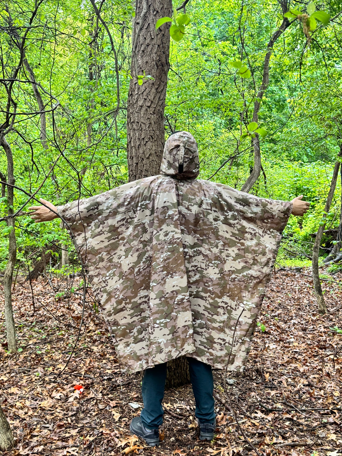 Waterproof Ripstop Rain Poncho with Hood & Storage Bag
