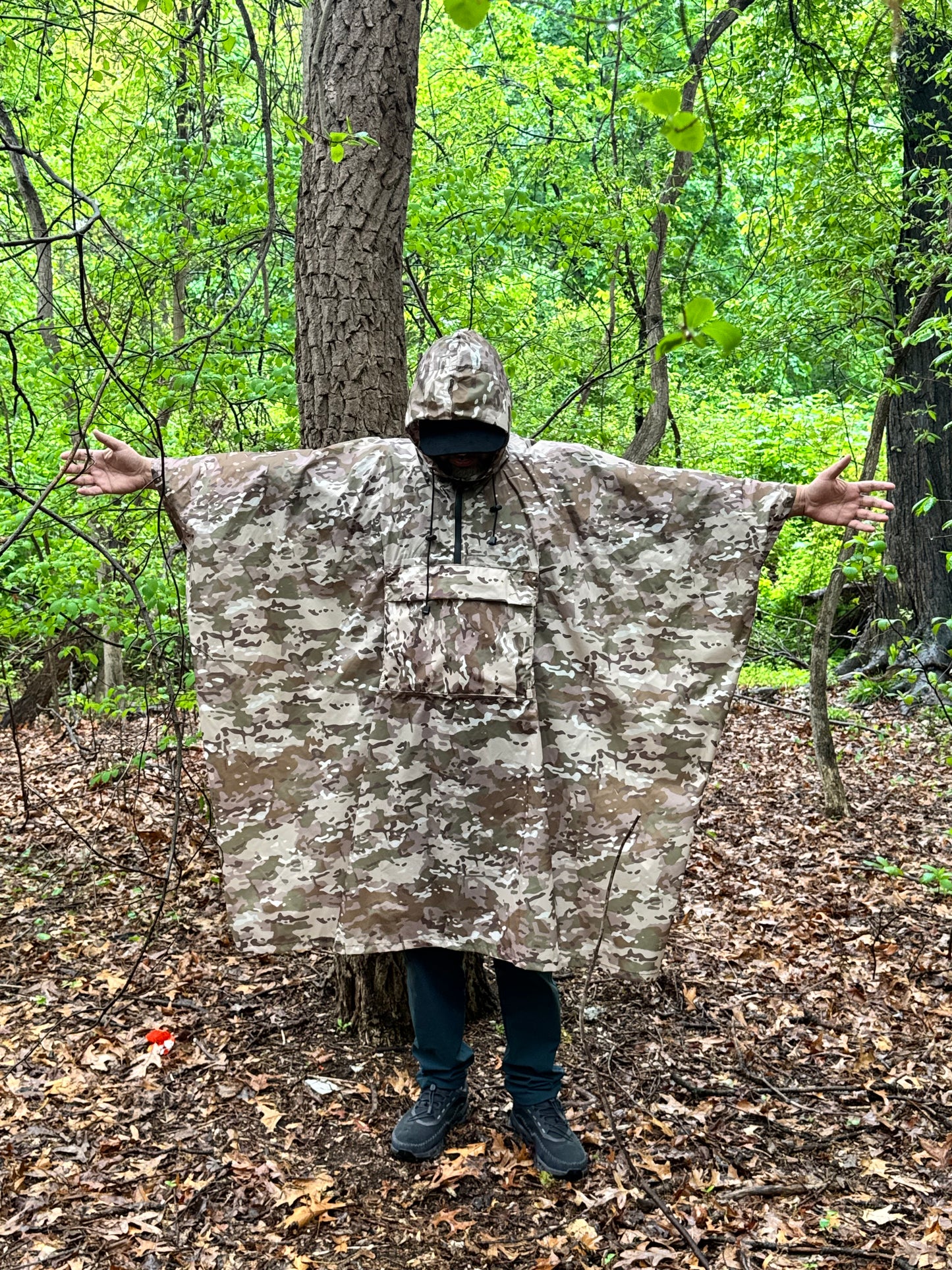 Waterproof Ripstop Rain Poncho with Hood & Storage Bag