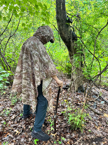 Waterproof Ripstop Rain Poncho with Hood & Storage Bag