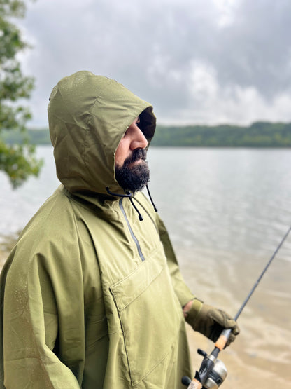 Military Poncho with Storage Pocket - 10,000mm Waterproof Nylon Shelter for Tactical & Survival