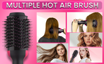 Pink Multi-Functional Electric Hair Straightener and Curler Hot Comb for Women