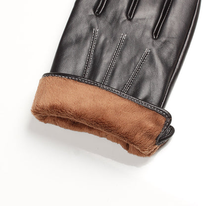 Thermal Touch Screen Genuine Leather Gloves for Men - marjan nyc inc