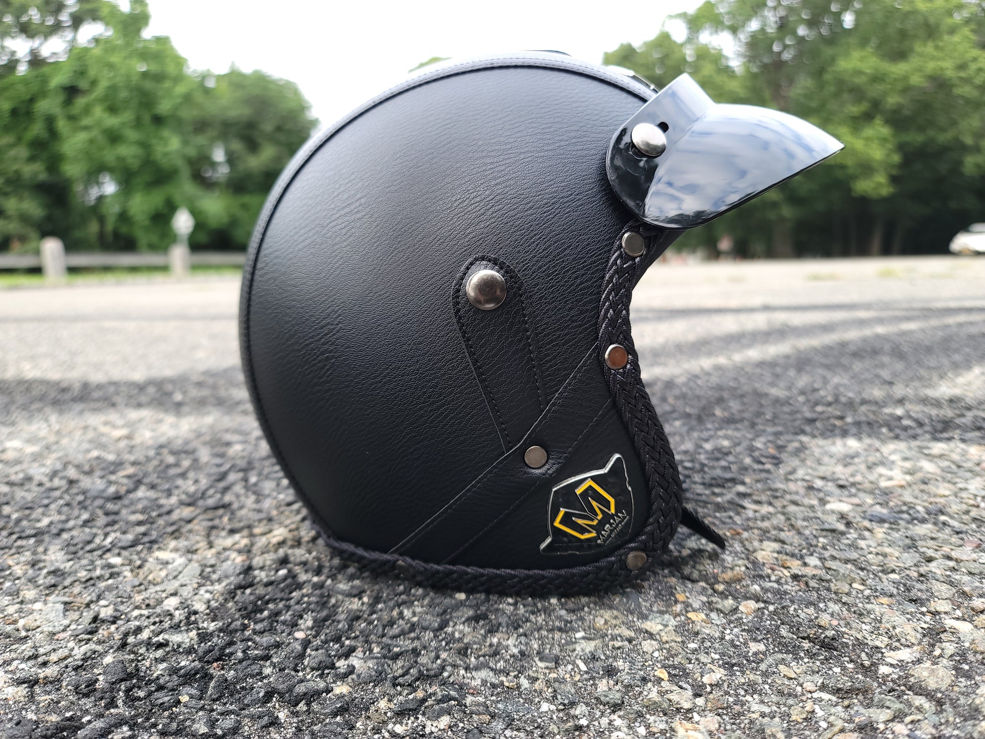 buy motorcycle helmet nyc Marjan Classic ABS Open Face Motorcycle Retro Vintage Leather Helmet – marjan nyc inc