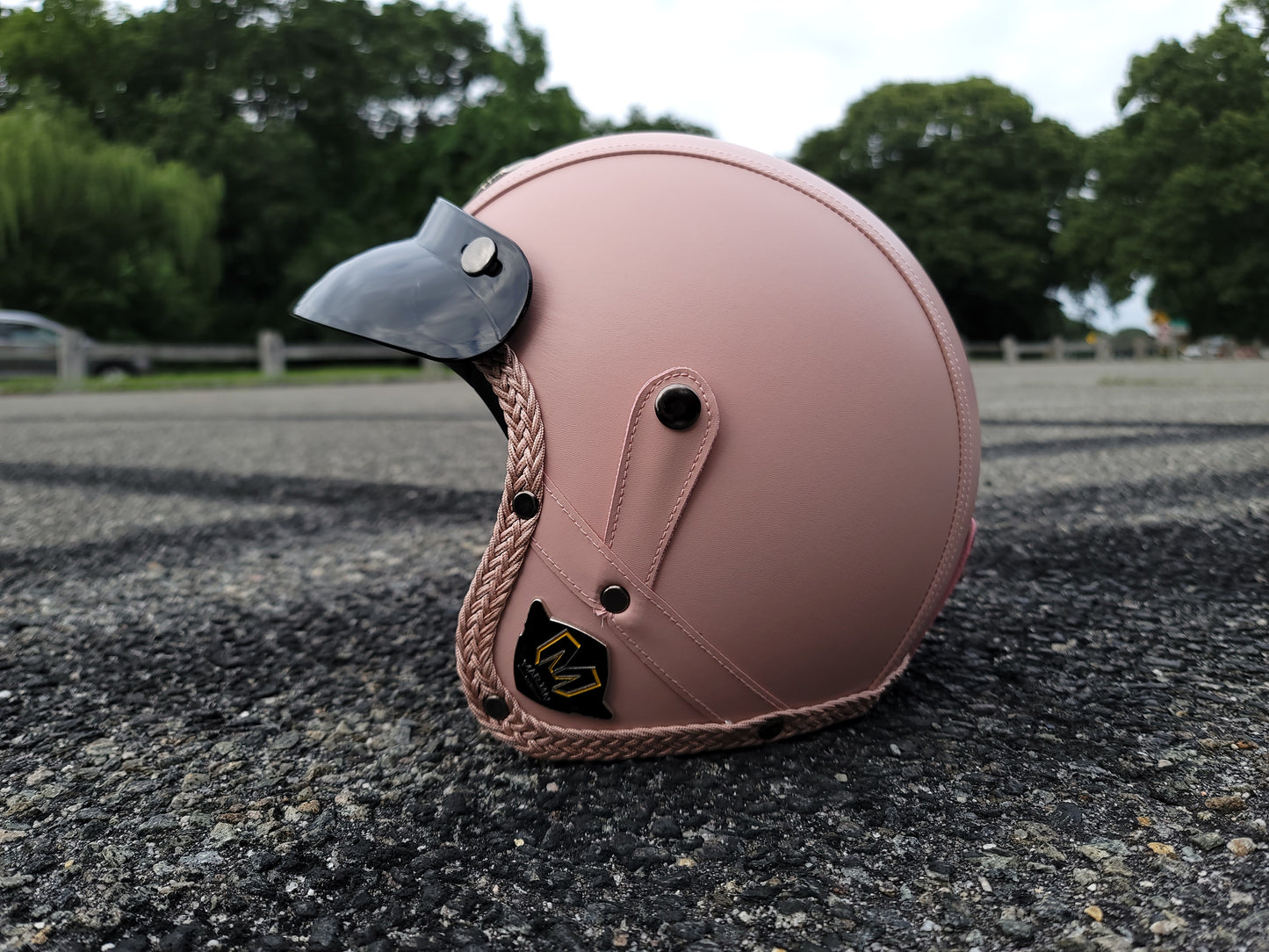 Marjan NYC Classic ABS Open Face Motorcycle Retro Vintage Leather Helmet