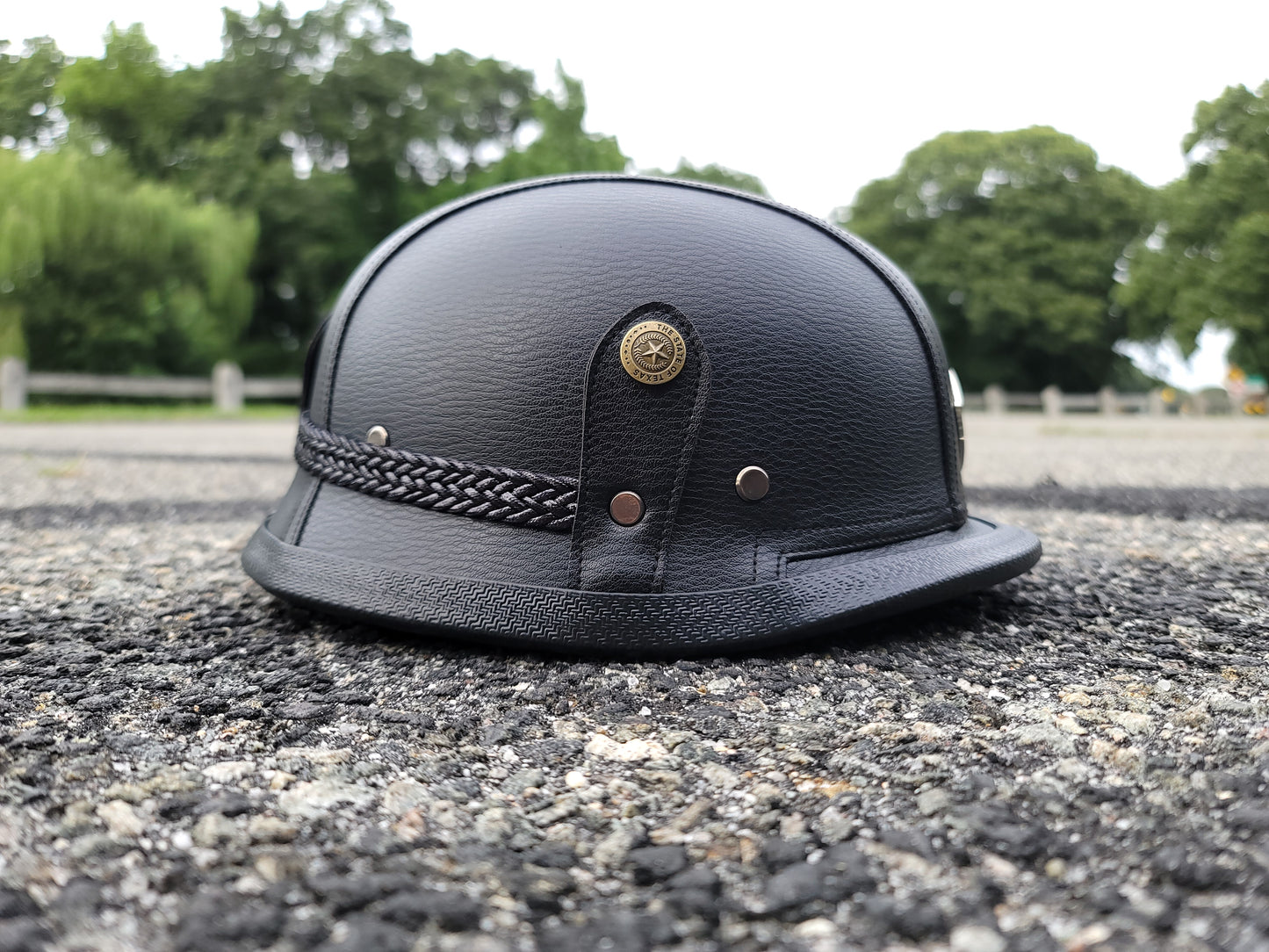 Marjan NYC Classic ABS Retro Vintage Leather German Style Half Face Helmet