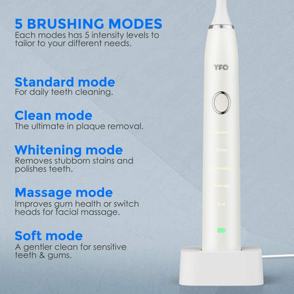 Smart Rechargeable Power Electric Toothbrush Built-in 5 Cleaning Modes X 5 Intensity - marjan nyc inc
