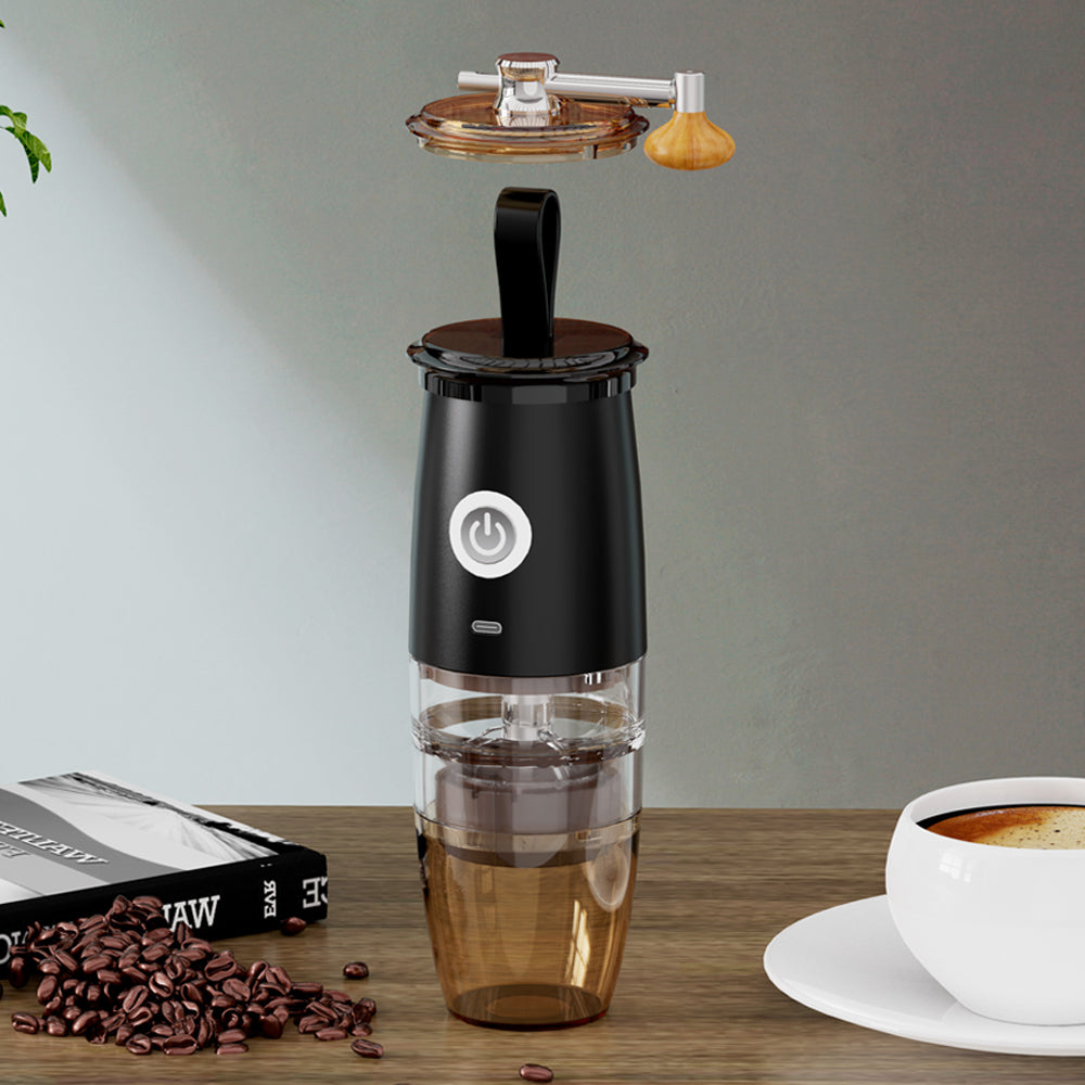 Portable Coffee Grinder, Electric and Manual 2-in-1 Café Grind with 5 Precise Grind Settings