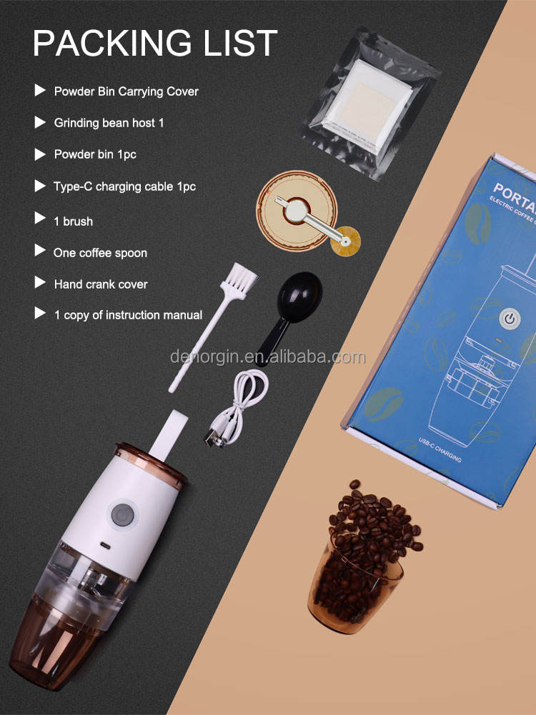 Portable Coffee Grinder, Electric and Manual 2-in-1 Café Grind with 5 Precise Grind Settings