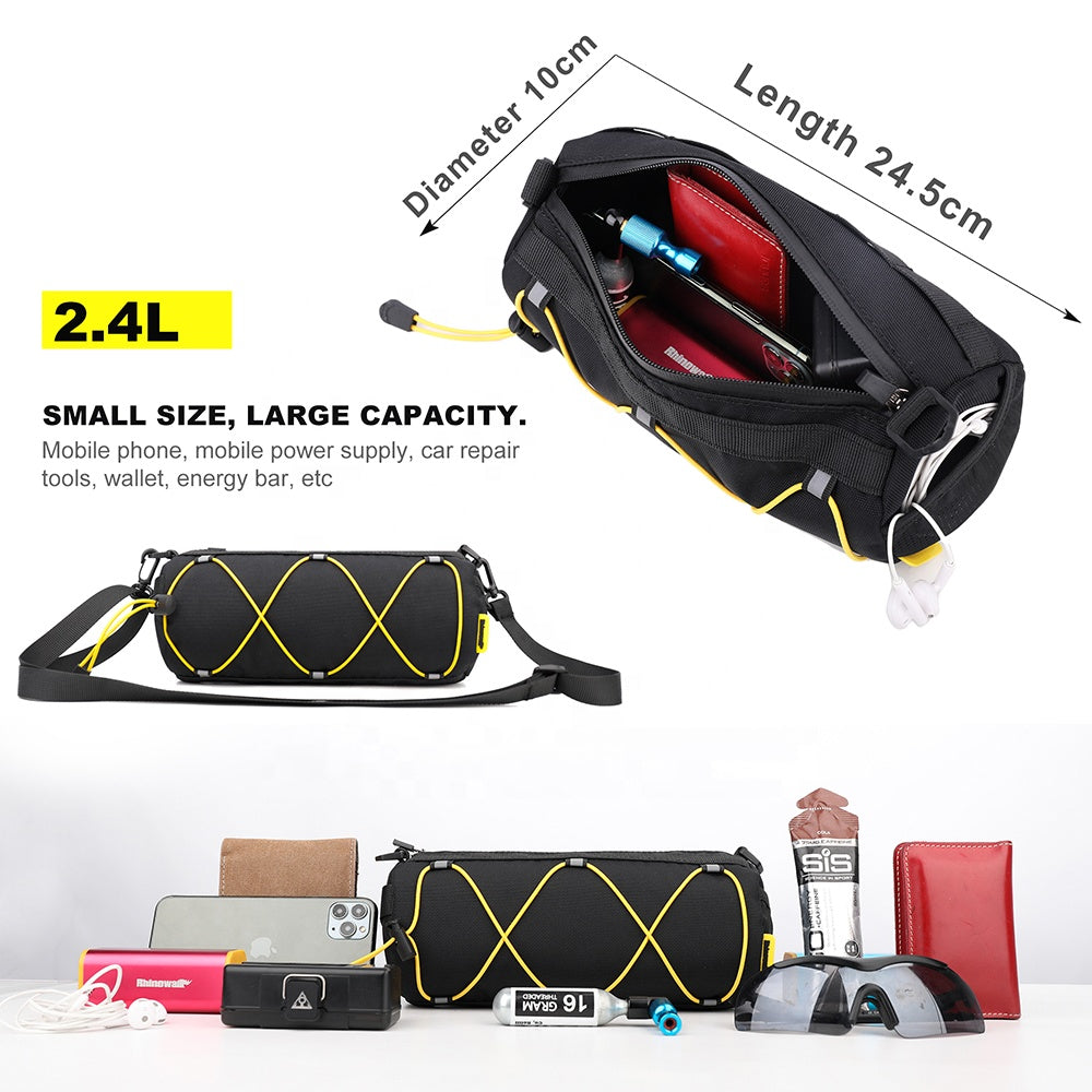 Front Bicycle Handlebar Barrel Bag Bike Tool Roll Bag Pouch for Mountain Bikes