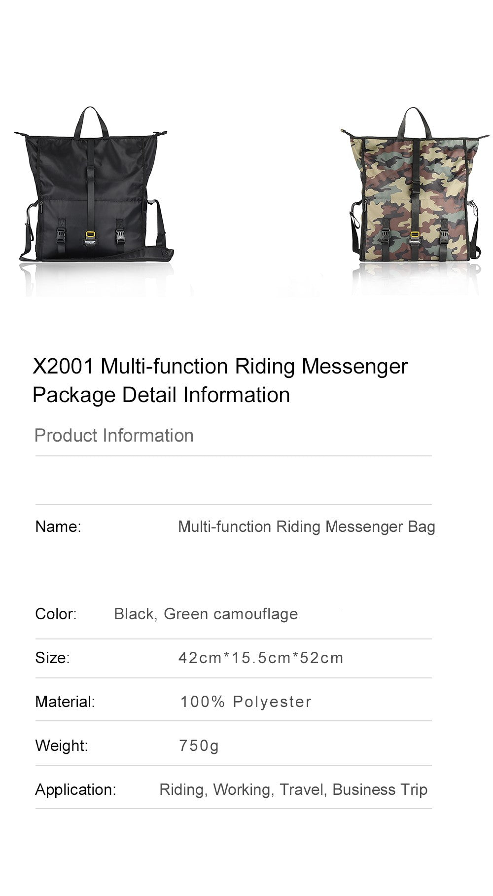 Multi-function Riding Messenger Bag
