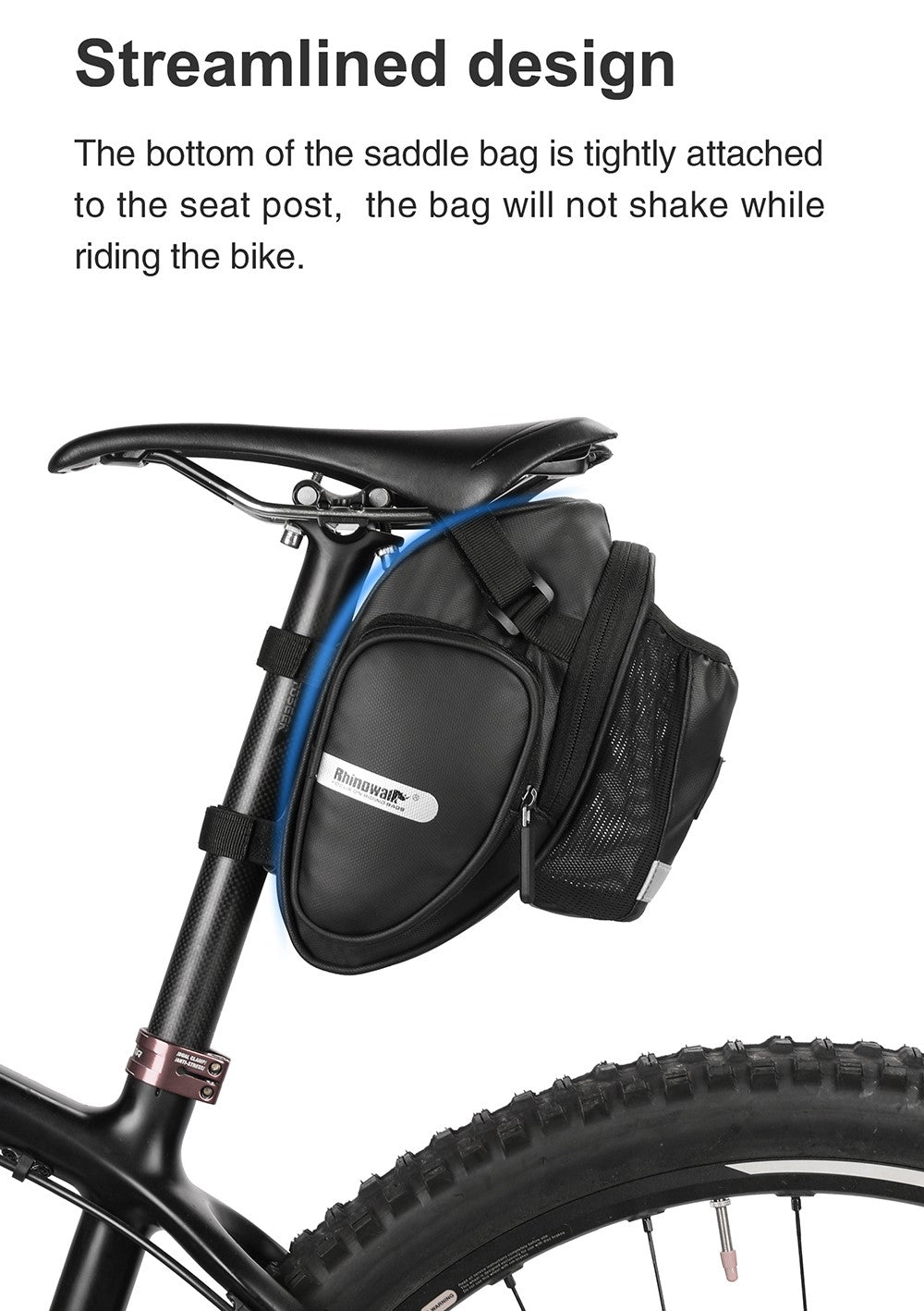 Bike Saddle Bag, Bike Under Seat Bag Seat Post Bag with Water Bottle Pocket