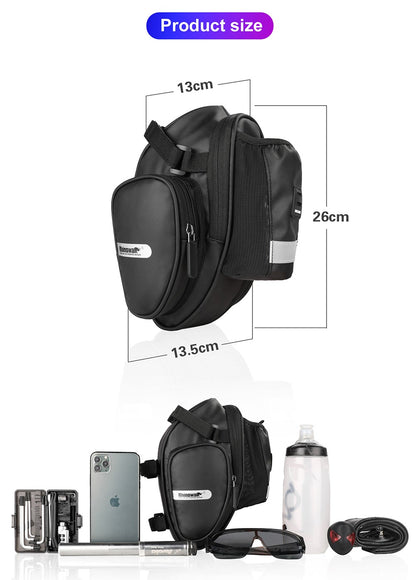 Bike Saddle Bag, Bike Under Seat Bag Seat Post Bag with Water Bottle Pocket