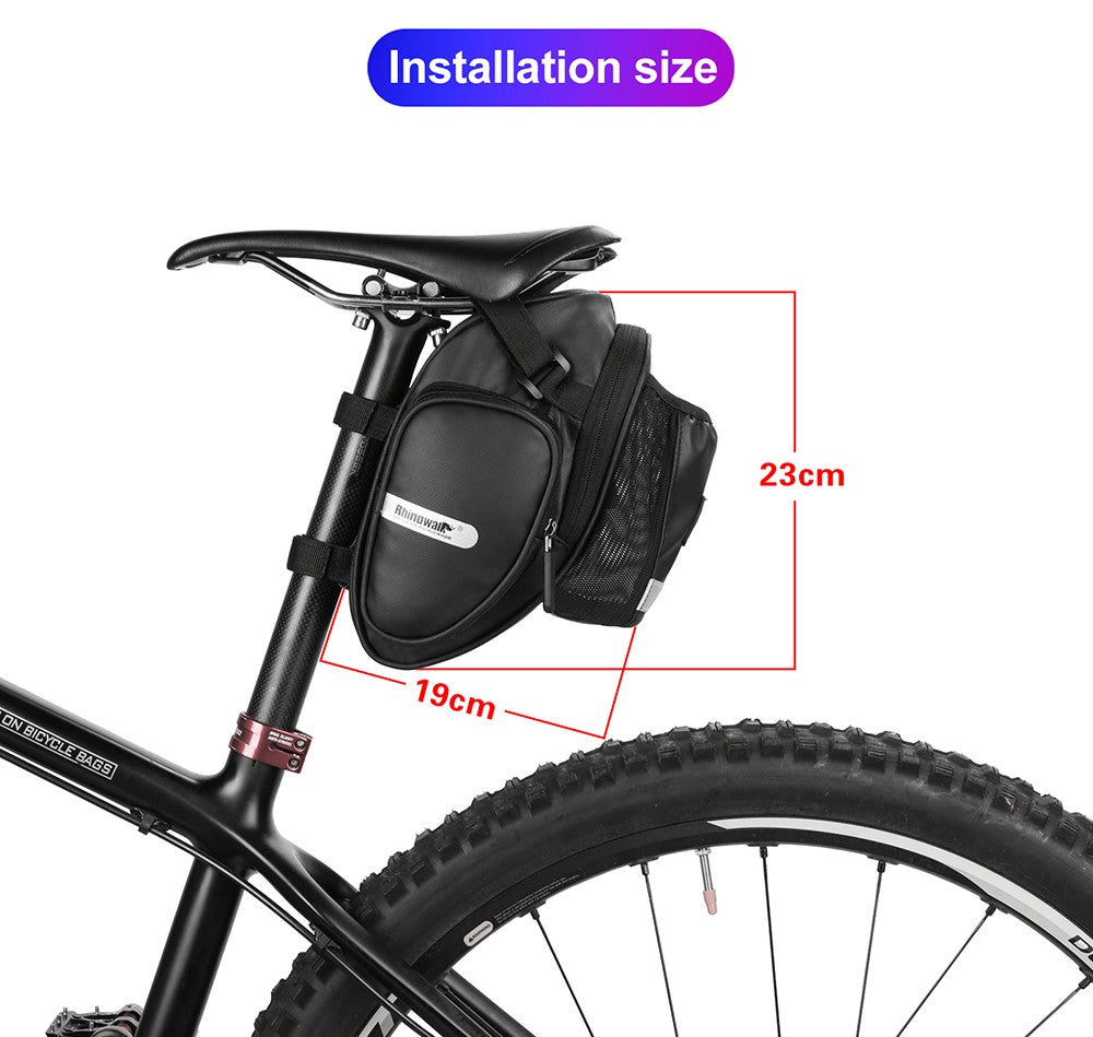 Bike Saddle Bag, Bike Under Seat Bag Seat Post Bag with Water Bottle Pocket