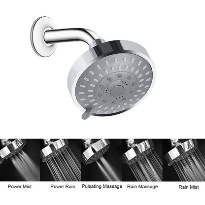 5 Modes 4 Inch High Pressure ABS Chrome Plated Round Rainfall Shower Head