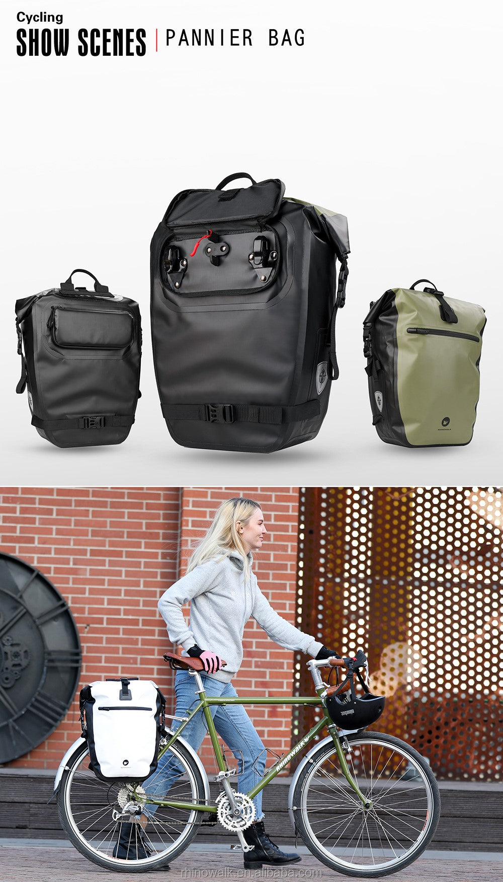 Waterproof 30L Backpack Rack Rear Pannier Packing for Urban Bicycle Cargo Backpacking Rucksack