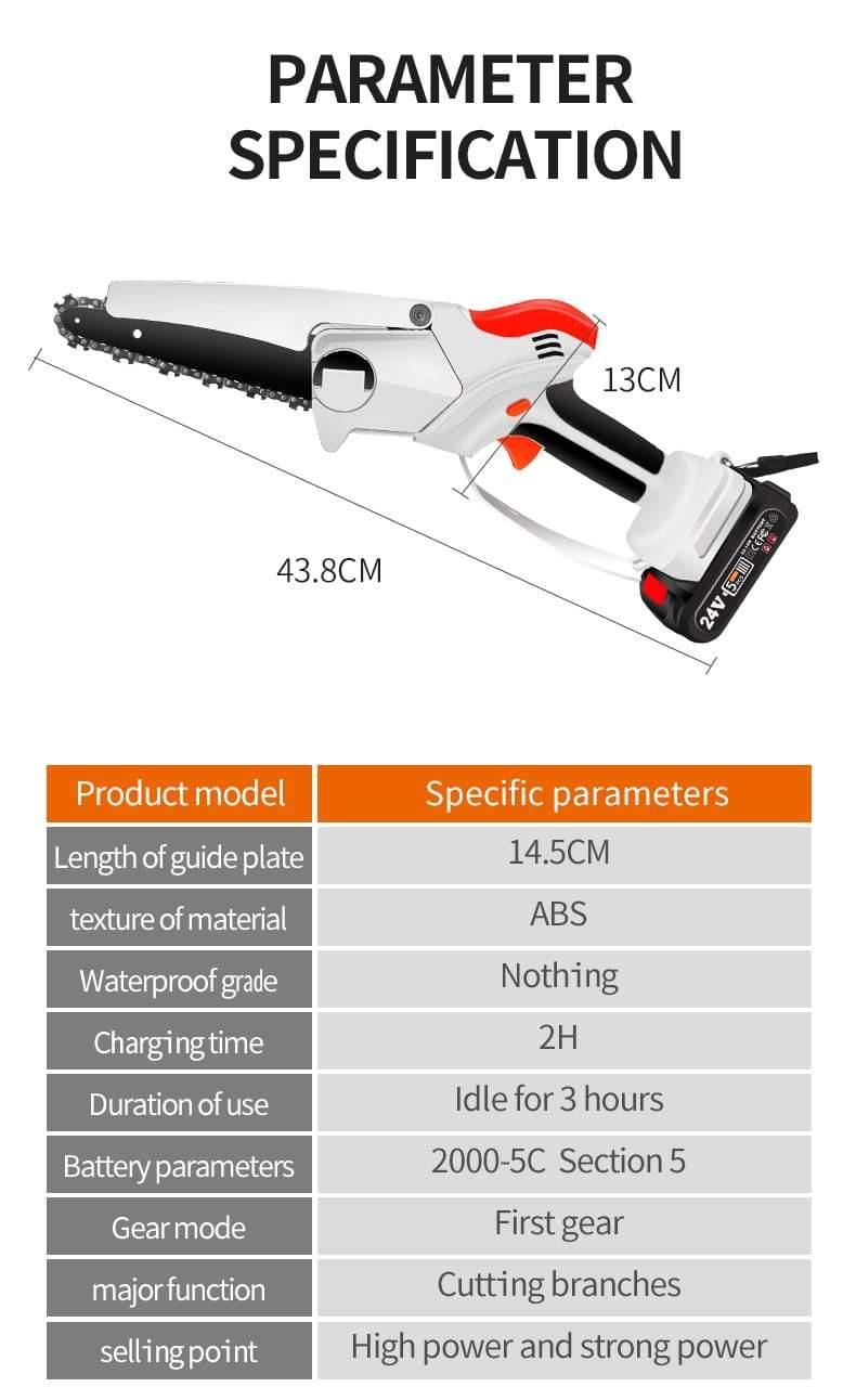 6in Removable Mini Pruning Electric Chainsaw With 24V Lithium Battery Woodworking Tools For Garden Power Tools Electric - marjan nyc inc
