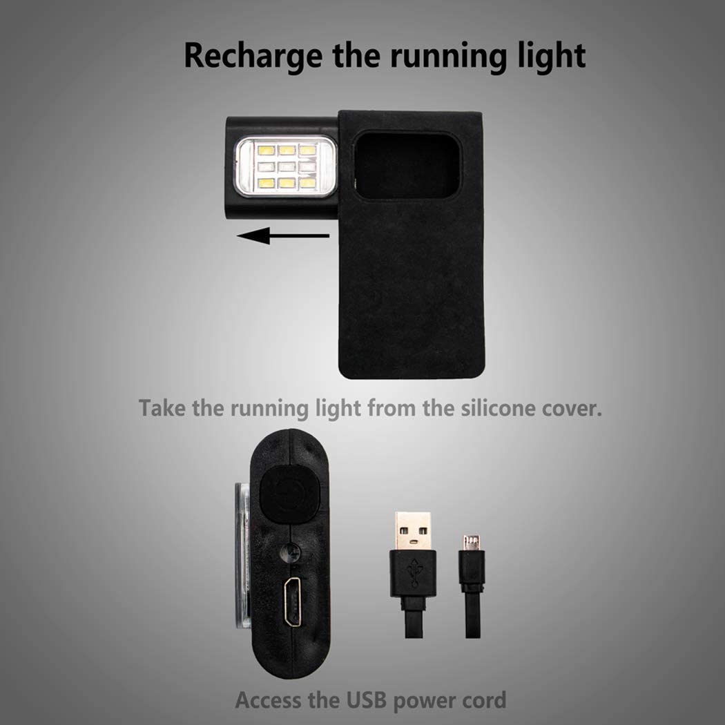 USB High Visibility Safety Running Light Magnetic Clip On Clothing Chest Lamp For Night Running Jogging Ridding