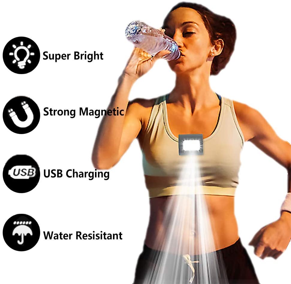 USB High Visibility Safety Running Light Magnetic Clip On Clothing Chest Lamp For Night Running Jogging Ridding