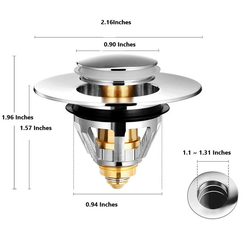 Universal Brass/Stainless Steel Pop-Up Anti-blocking Kitchen Tub Wash Basin Sink Strainer Plug - marjan nyc inc