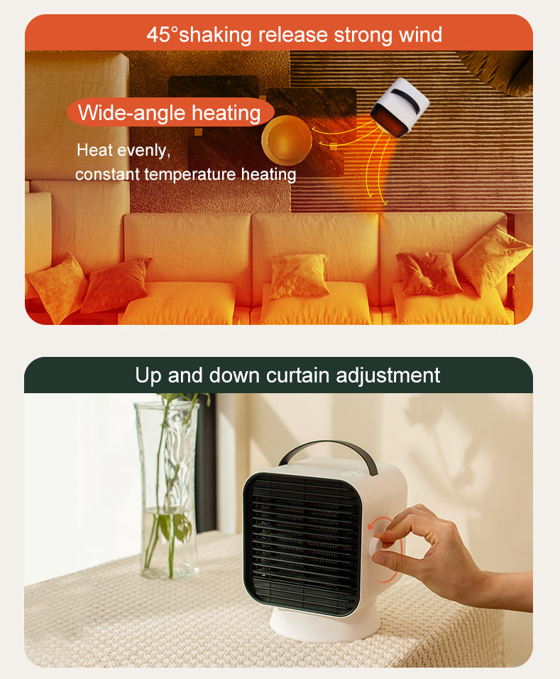 Heater Fan 3S Fast Heating 1000W Auto Oscillating Winter Room Heater Fan Portable Household Office Fan Heater