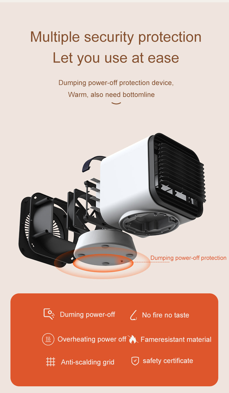 Heater Fan 3S Fast Heating 1000W Auto Oscillating Winter Room Heater Fan Portable Household Office Fan Heater