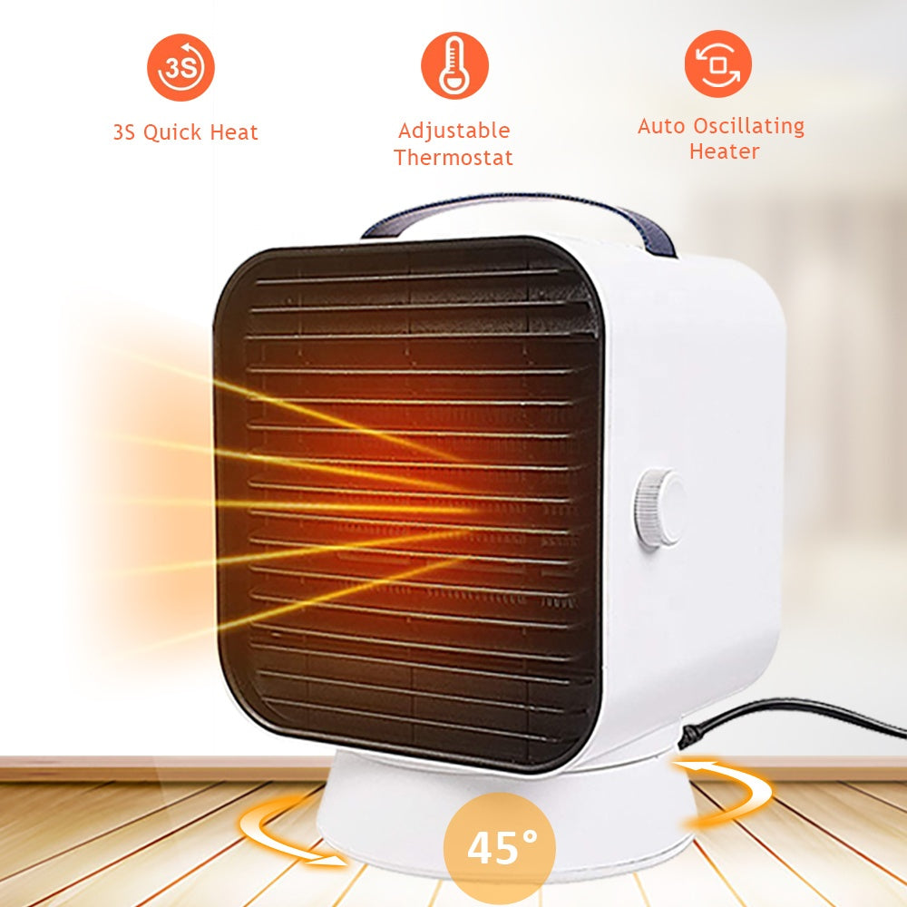 Heater Fan 3S Fast Heating 1000W Auto Oscillating Winter Room Heater Fan Portable Household Office Fan Heater