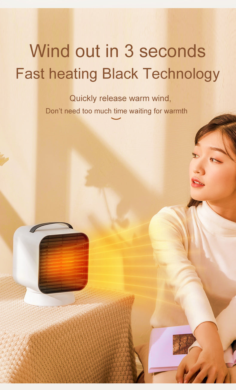 Heater Fan 3S Fast Heating 1000W Auto Oscillating Winter Room Heater Fan Portable Household Office Fan Heater