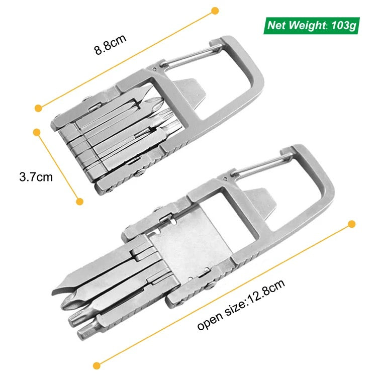 13 in 1 stainless steel folding keychain multitools bike tools EDC with screwdriver, wrench, compact pocket tools