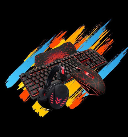 Home Illuminated Wired Backlight Desktop Gamer Gift 4 in 1 Computer Gaming Mouse Keyboard Headset Kits - marjan nyc inc