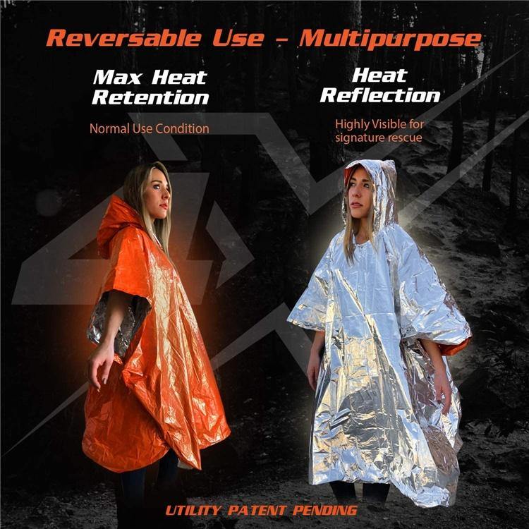 Emergency Survival Raincoat Poncho For Adult Outdoor Hiking Ultralight Waterproof Thermal Survival Space Raincoat - marjan nyc inc
