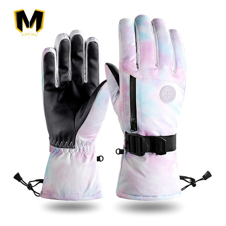 Windproof Waterproof Thick Velvet Winter Sports Outdoor Warm Ski Gloves