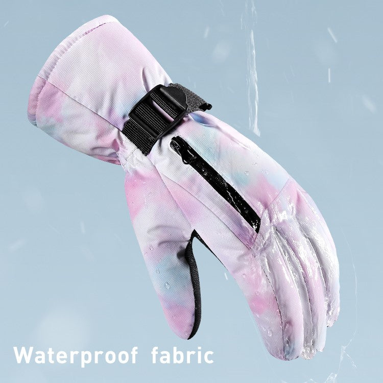 Windproof Waterproof Thick Velvet Winter Sports Outdoor Warm Ski Gloves