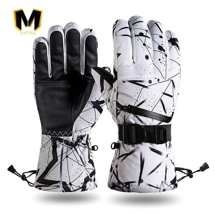 Windproof Waterproof Thick Velvet Winter Sports Outdoor Warm Ski Gloves