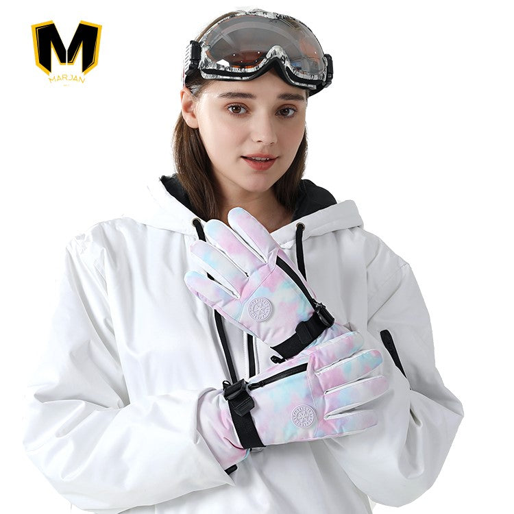 Windproof Waterproof Thick Velvet Winter Sports Outdoor Warm Ski Gloves