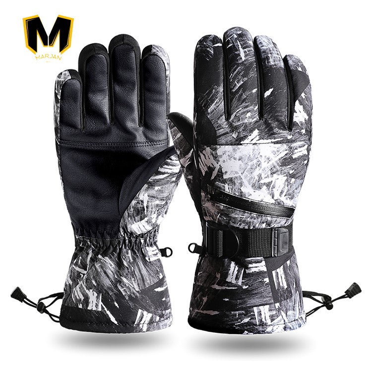 Windproof Waterproof Thick Velvet Winter Sports Outdoor Warm Ski Gloves