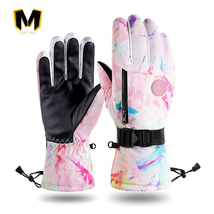 Windproof Waterproof Thick Velvet Winter Sports Outdoor Warm Ski Gloves